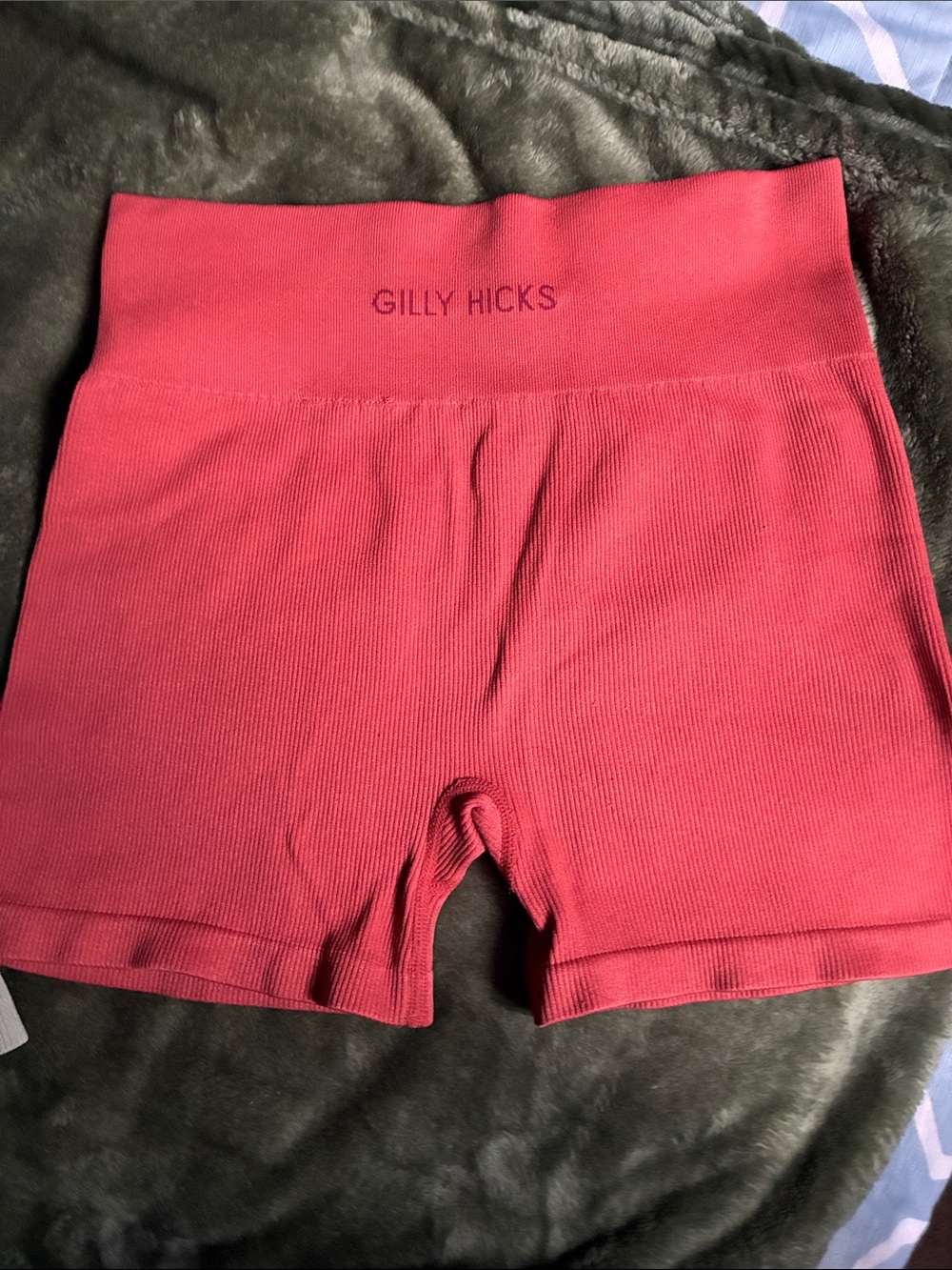 Gilly Hicks Ribbed High-Waist Pink-Red Bike Shorts